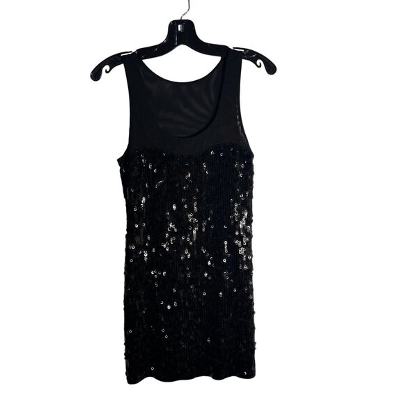 Black Sequin Sleeveless Mini Dress By Express S - Picture 1 of 8